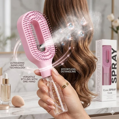 2-in-1 Spray Hair Brush | Anti-Static Detangling Mist Comb